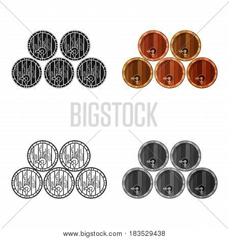 Wine barrels icon in cartoon design isolated on white background. Wine production symbol stock vector illustration.