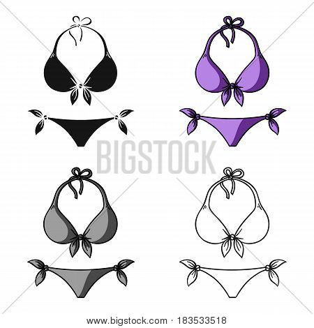 Bikini icon in cartoon design isolated on white background. Surfing symbol stock vector illustration.