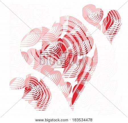 Illustration of three hearts on a white background