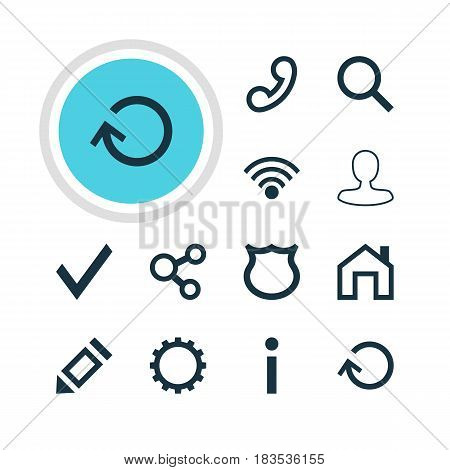 Vector Illustration Of 12 User Icons. Editable Pack Of Mainpage, Seek, Pen And Other Elements.