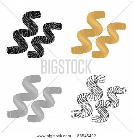 Cavatappi pasta icon in cartoon style isolated on white background. Types of pasta symbol vector illustration.