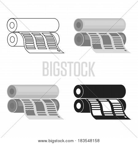Newspaper printing machine in cartoon style isolated on white background. Typography symbol vector illustration.