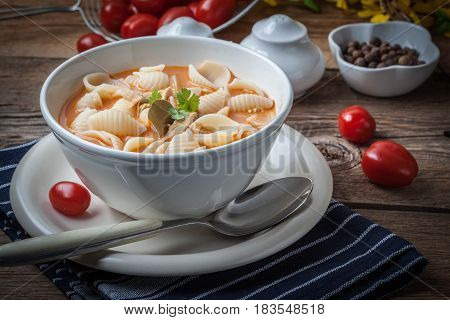 Fresh Tomato Soup With Conchigliette.