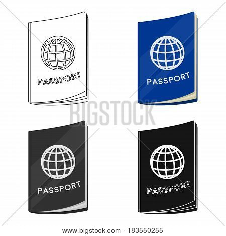 Passport icon in cartoon design isolated on white background. Rest and travel symbol stock vector illustration.