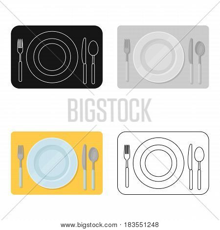 Served table icon in cartoon design isolated on white background. Rest and travel symbol stock vector illustration.