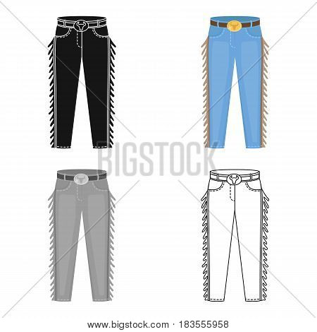 Cowboy jeans icon in cartoon design isolated on white background. Rodeo symbol stock vector illustration.