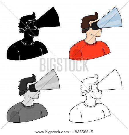 Player with virtual reality headcartoon icon in cartoon style isolated on white background. Virtual reality symbol vector illustration.