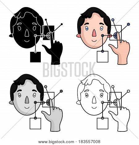 Man in the virtual reality icon in cartoon style isolated on white background. Virtual reality symbol vector illustration.