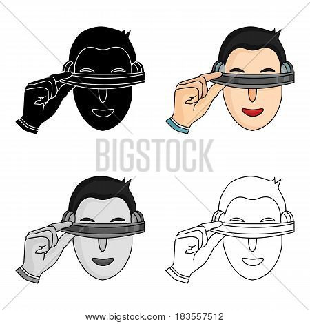Player with virtual reality headcartoon icon in cartoon style isolated on white background. Virtual reality symbol stock vector illustration.