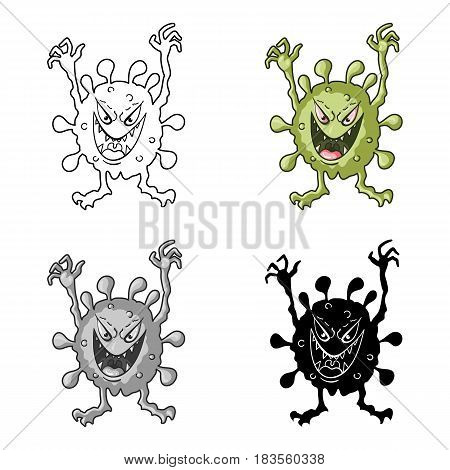 Green virus icon in cartoon design isolated on white background. Viruses and bacteries symbol stock vector illustration.
