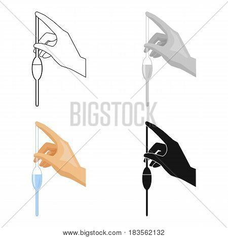Filling of a bulb pipette by water icon in cartoon design isolated on white background. Water filtration system symbol stock vector illustration.
