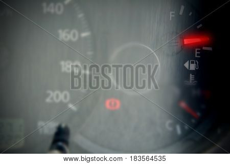 Fuel red gauge showing and almost empty tank