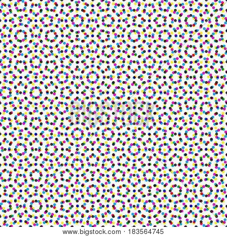 CMYK halftone seamless pattern. Colorful printed background.