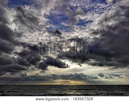 Photo of the beach early in the morning. Seascape.