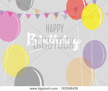 Happy Birthday text with balloons for greeting cards, Birthday card, invitation card. Vector illustration