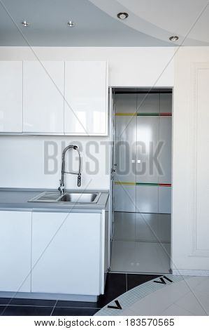 Interior of modern kitchen in a spacious apartment.