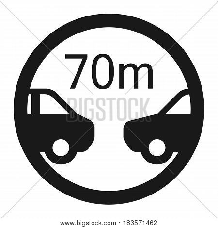 Minimum distance 70m line icon, Traffic and road sign, vector graphics, a solid pattern on a white background, eps 10.