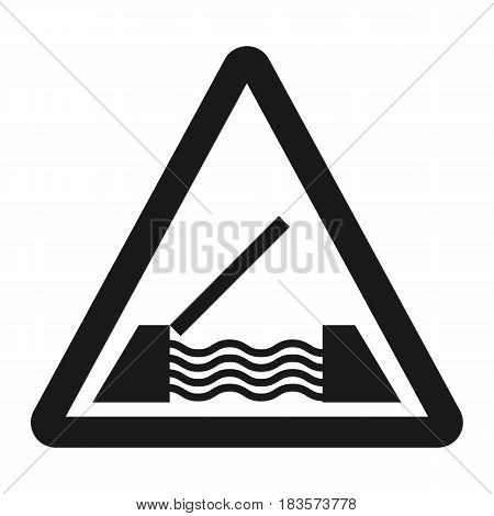 Drawbridge ahead sign line icon, Traffic and road sign, vector graphics, a solid pattern on a white background, eps 10