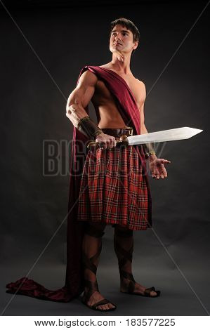 The strong warrior is ready for his battle.