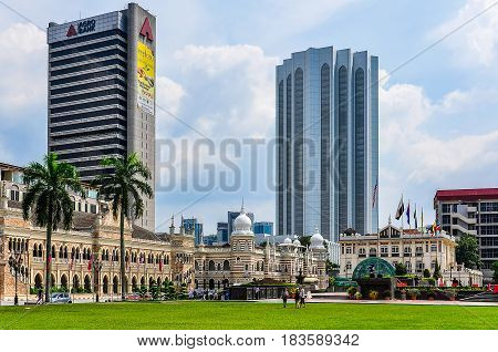 KUALA LUMPUR, MALAYSIA - OCTOBER 26, 2012: Merdaka Square in the cosmopolitan city of Kuala Lumpur Malaysia