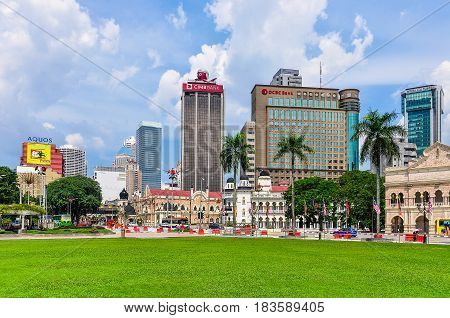 KUALA LUMPUR, MALAYSIA - OCTOBER 26, 2012: Merdaka Square in the cosmopolitan city of Kuala Lumpur Malaysia
