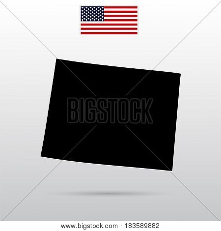 U.S. state on the U.S. map Wyoming. American flag