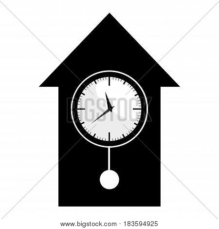 black silhouette with cuckoo clock vector illustration