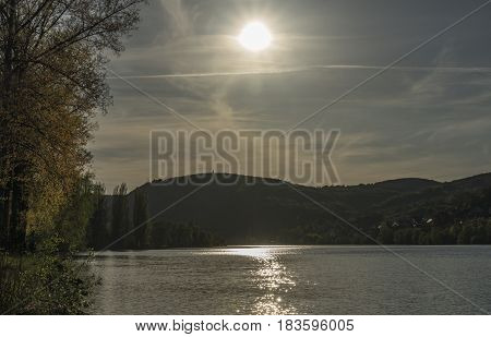 Sunny evening in Sebuzin village in spring time