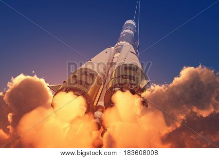 The launch against the sky.,3d render
