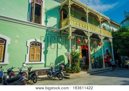 George Town, Malaysia - March 10, 2017: Pinang Peranakan Mansion, is a museum containing antiques and showcasing Peranakans customs, interior design and lifestyles