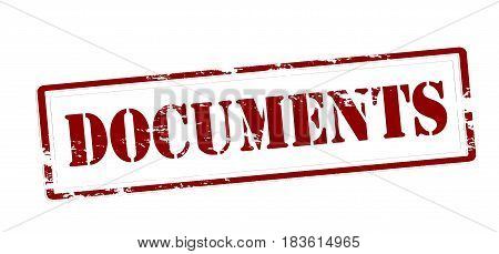 Stamp with word documents inside vector illustration