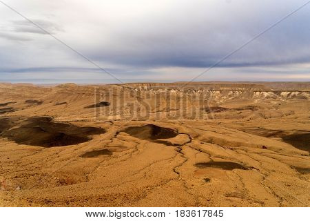 Arava Desert Travel In Israel At Evening