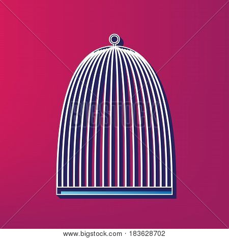 Bird cage sign. Vector. Blue 3d printed icon on magenta background.