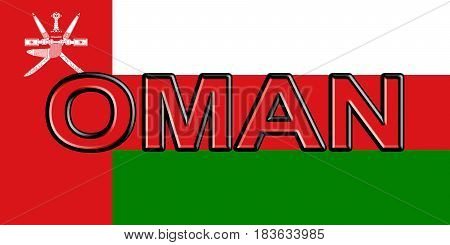 Illustration of the flag of Oman with the country written on the flag.