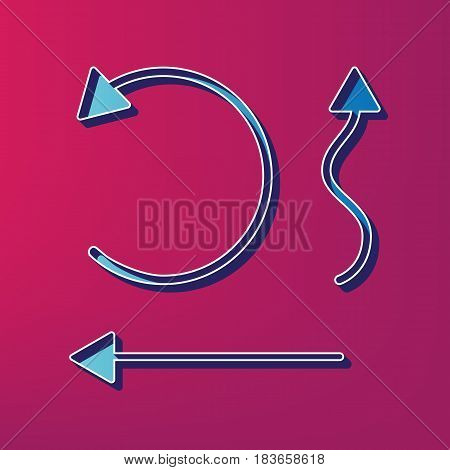 Simple set to Interface Arrows. Vector. Blue 3d printed icon on magenta background.