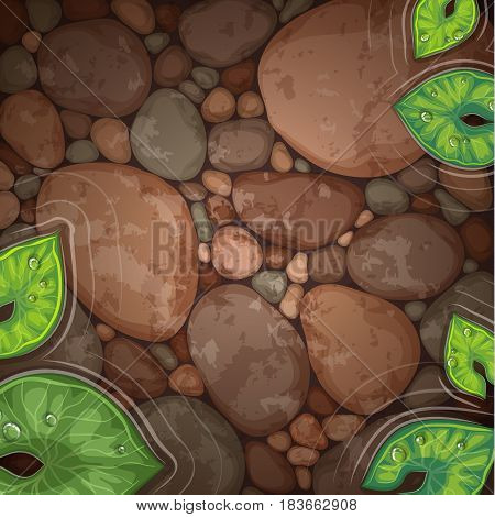 natural pond with aquatic plant top view vector illustration