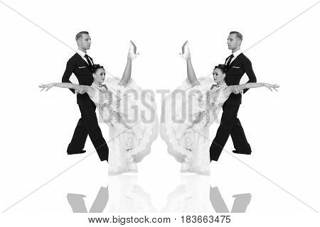 Ballrom Dance Couple In A Dance Pose Isolated On White Bachground