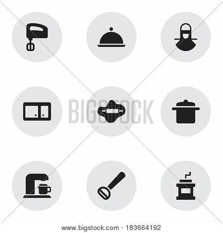 Set Of 9 Editable Cook Icons. Includes Symbols Such As Salver, Cookware, Husker And More. Can Be Used For Web, Mobile, UI And Infographic Design.