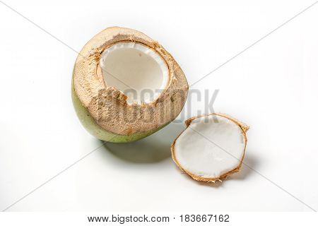 Thai Coconut Open Top On White Background.