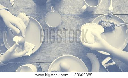 Breakfast Eating Meal Flat Lay Concept