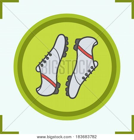 Soccer boots color icon. Baseball player shoes. Isolated vector illustration