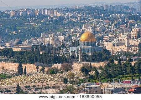 Spring views of the holy city Jerusalem