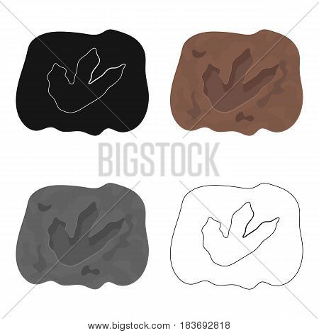 Rock with dinosaur footprint icon in cartoon design isolated on white background. Dinosaurs and prehistoric symbol stock vector illustration.