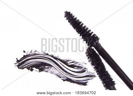 black mascara stroke isolated on white background