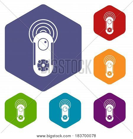 Game joystick icons set hexagon isolated vector illustration