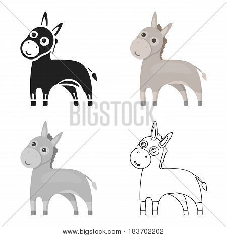 Donkey icon cartoon. Singe animal icon from the big animals monochrom Stock vector