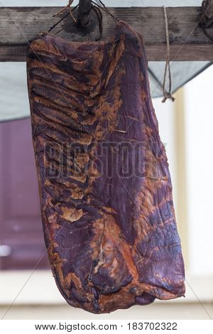 Home Made Smoked Bacon In One Piece