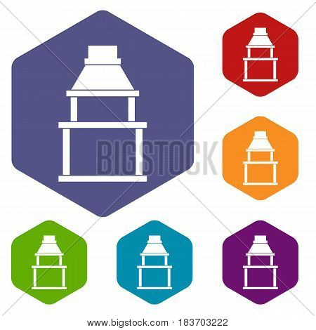 BBQ grill icons set hexagon isolated vector illustration