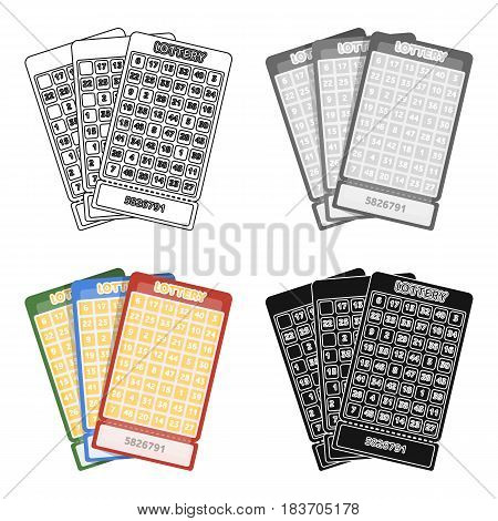 Lottery tickets. Chance to win the jackpot. Gambling in the casino.Kasino single icon in cartoon style vector symbol stock web illustration.