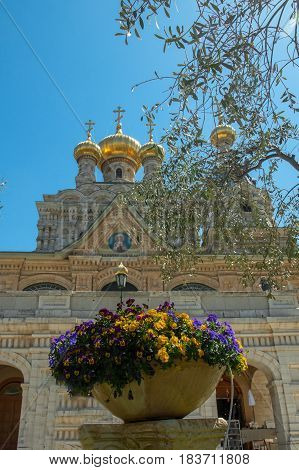 The Church of Mary Magdalene is a Russian Orthodox church located on the Mount of Olives, near the Garden of Gethsemane in Jerusalem